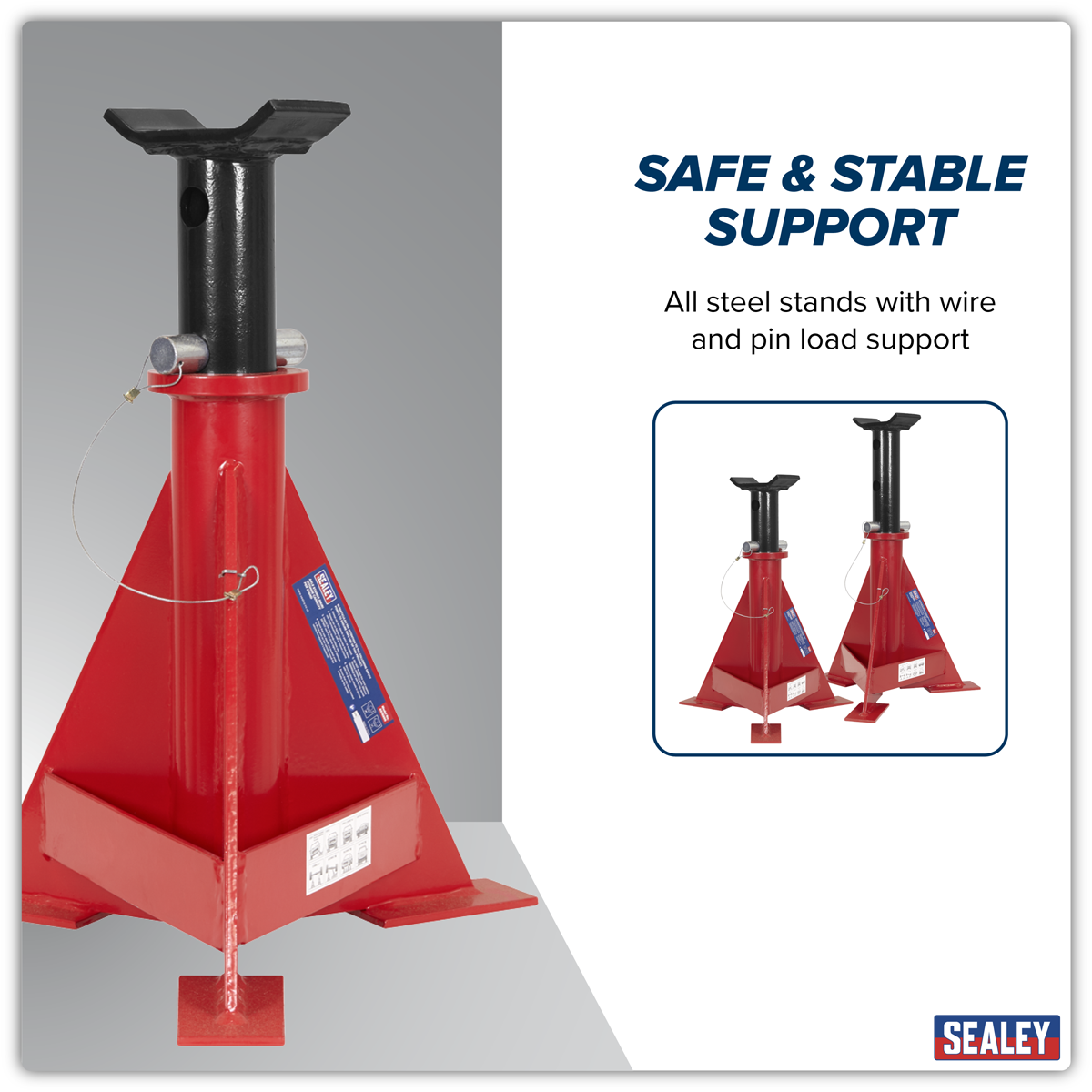 Sealey AS15000 Axle Stands (Pair) 15 Tonne Capacity per Stand - additional view 4