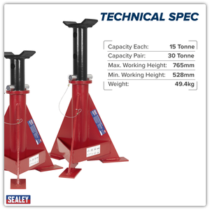 Sealey AS15000 Axle Stands (Pair) 15 Tonne Capacity per Stand - additional view 3