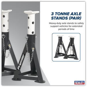 Sealey AS3 Premier Axle Stands (Pair) 3 Tonne Capacity per Stand - White - additional view 3