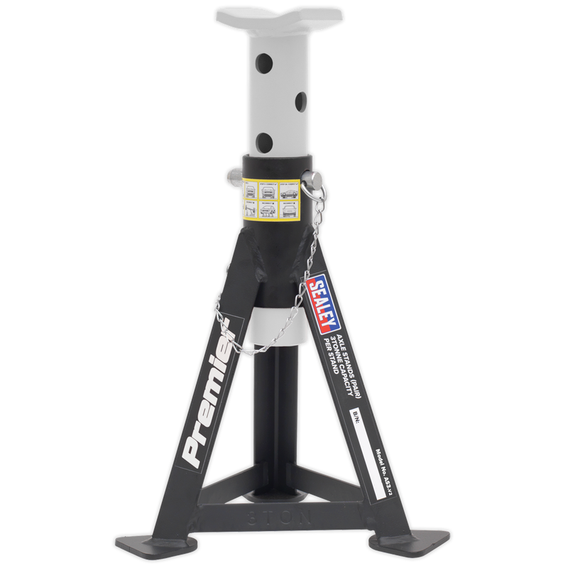 Sealey AS3 Premier Axle Stands (Pair) 3 Tonne Capacity per Stand - White - additional view 5