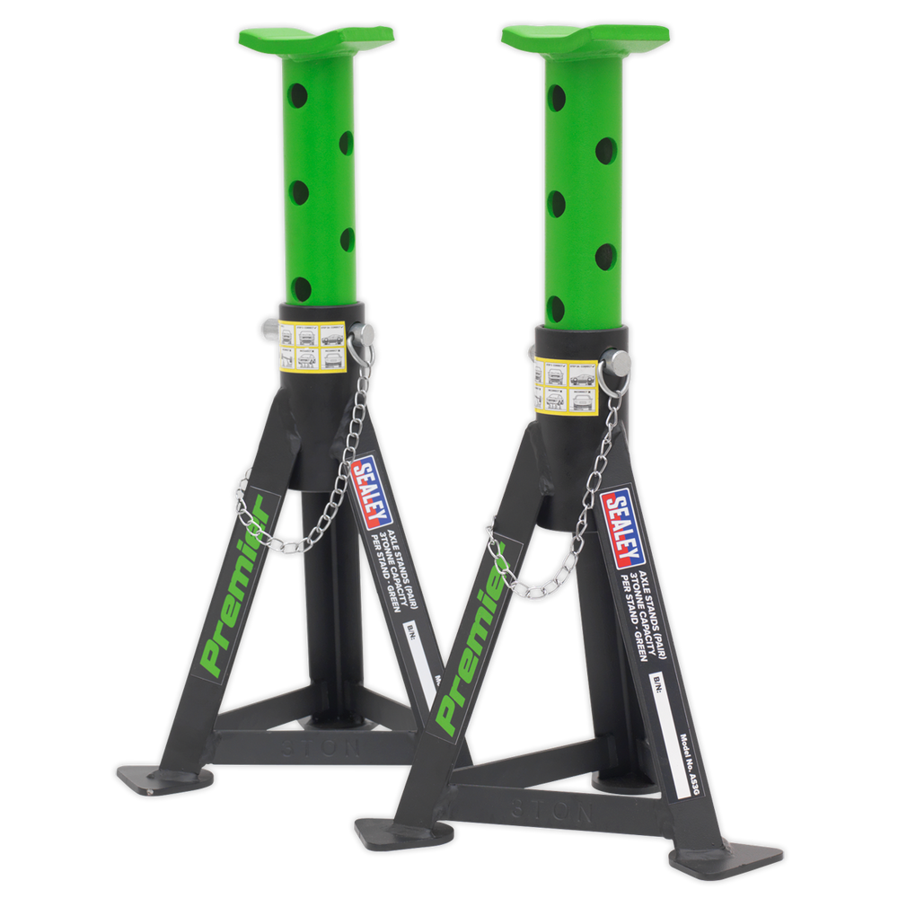 Sealey AS3G Premier Axle Stands (Pair) 3 Tonne Capacity per Stand - Green - additional view 3