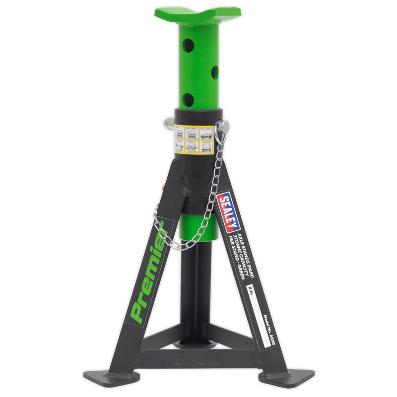 Sealey AS3G Premier Axle Stands (Pair) 3 Tonne Capacity per Stand - Green - additional view 5