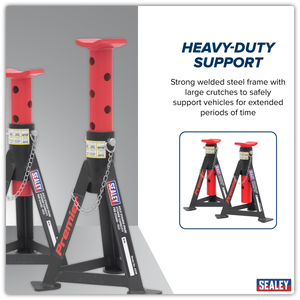 Sealey AS3R Premier Axle Stands (Pair) 3 Tonne Capacity per Stand - Red - additional view 9