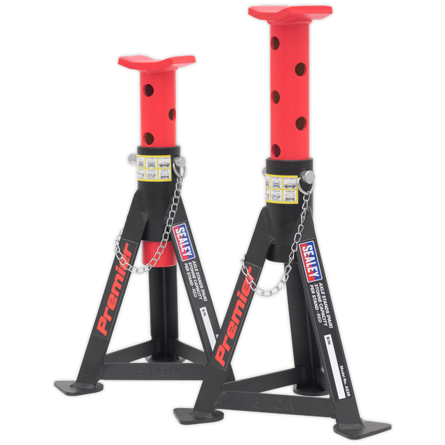 Sealey AS3R Premier Axle Stands (Pair) 3 Tonne Capacity per Stand - Red