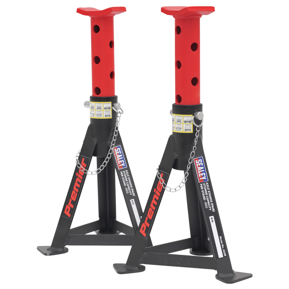 Sealey AS3R Premier Axle Stands (Pair) 3 Tonne Capacity per Stand - Red - additional view 3