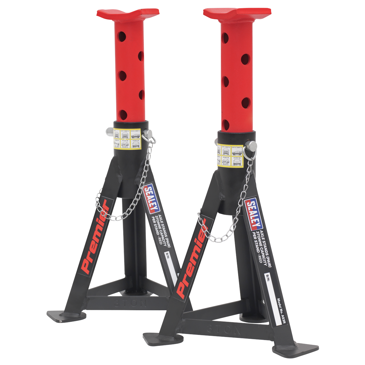 Sealey AS3R Premier Axle Stands (Pair) 3 Tonne Capacity per Stand - Red - additional view 3