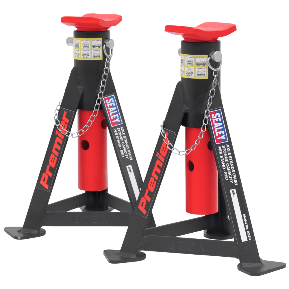 Sealey AS3R Premier Axle Stands (Pair) 3 Tonne Capacity per Stand - Red - additional view 4