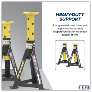 Sealey AS3Y Premier Axle Stands (Pair) 3 Tonne Capacity per Stand - Yellow - additional view 6