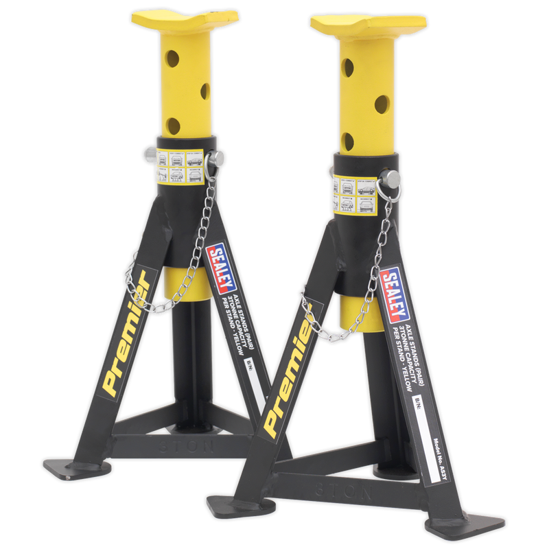 Sealey AS3Y Premier Axle Stands (Pair) 3 Tonne Capacity per Stand - Yellow - additional view 4