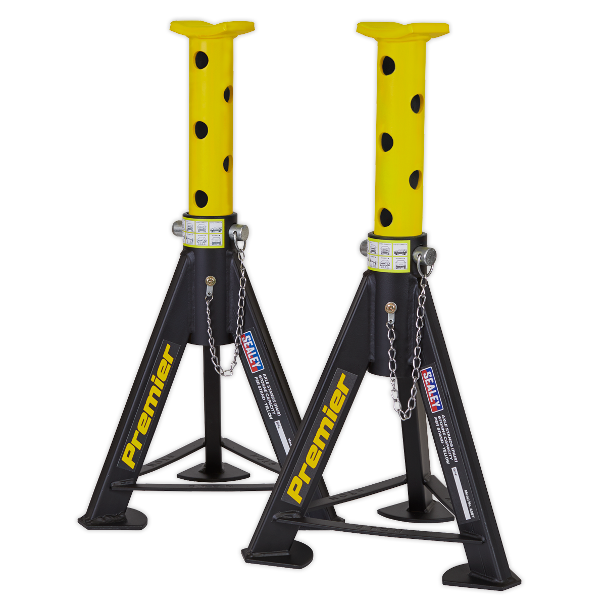 Sealey AS6Y Premier Axle Stands (Pair) 6 Tonne Capacity per Stand - Yellow - additional view 4