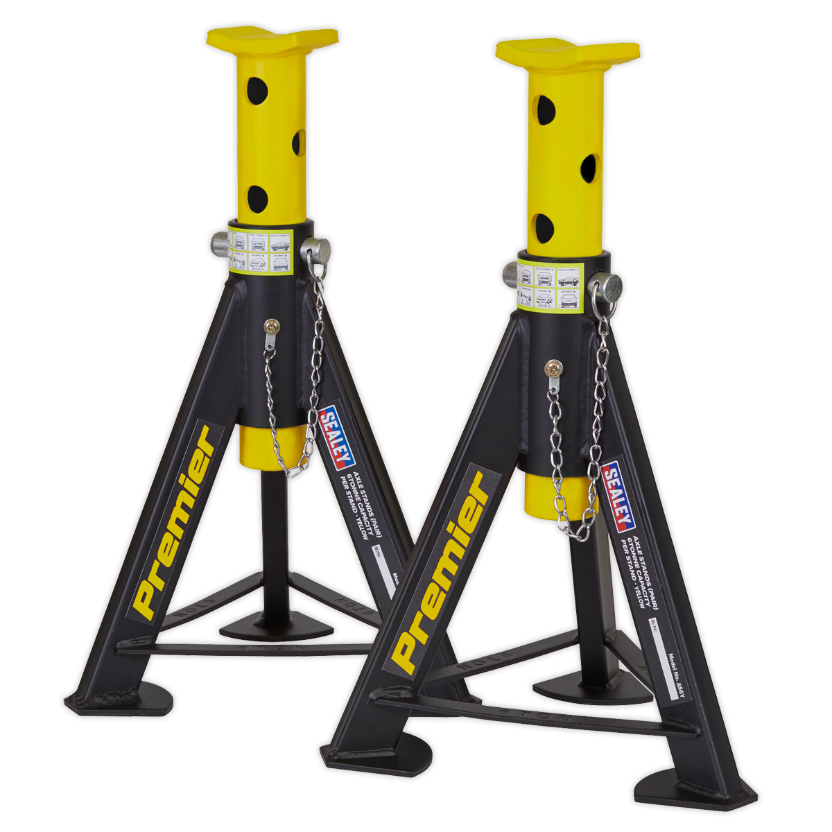 Sealey AS6Y Premier Axle Stands (Pair) 6 Tonne Capacity per Stand - Yellow - additional view 3