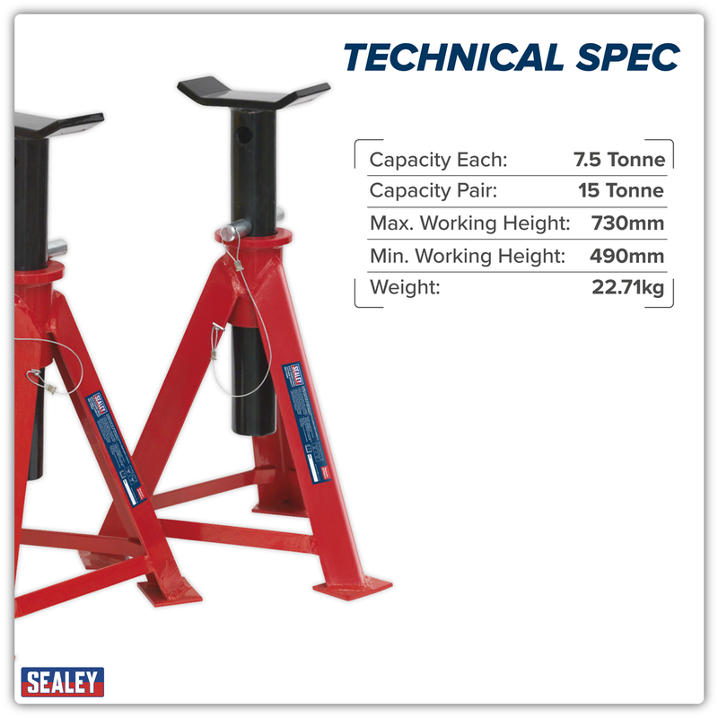Sealey AS7500 Axle Stands (Pair) 7.5 Tonne Capacity per Stand - additional view 4