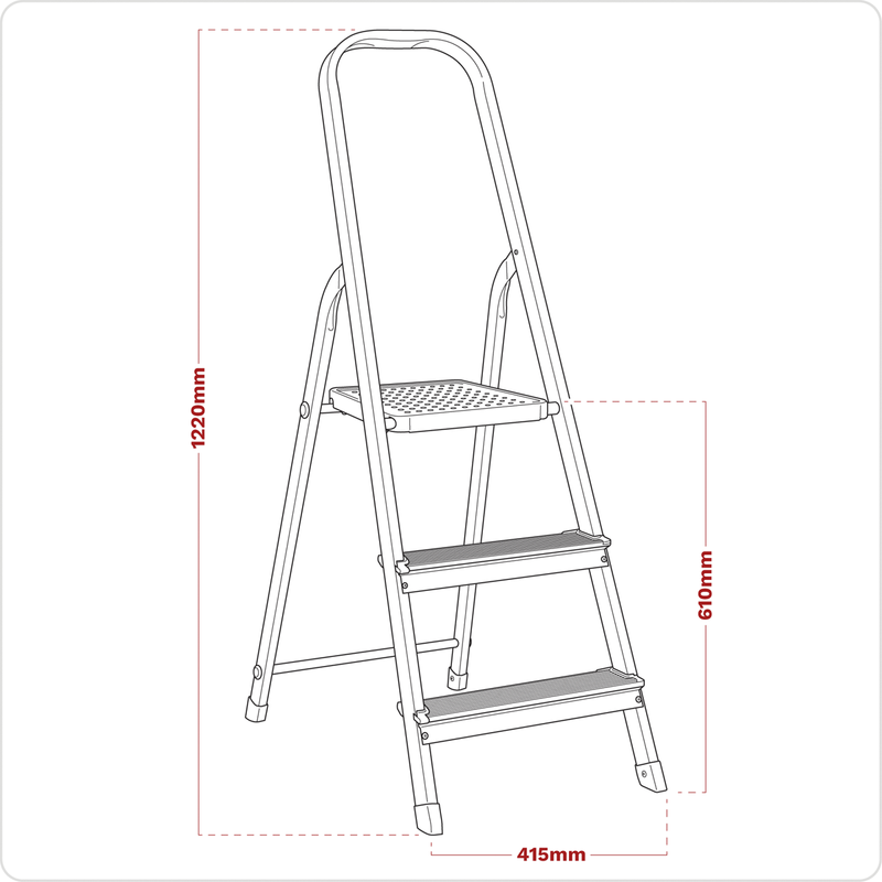 Sealey ASL3S Step Ladder 3-Tread Aluminium - EN 131 - additional view 3