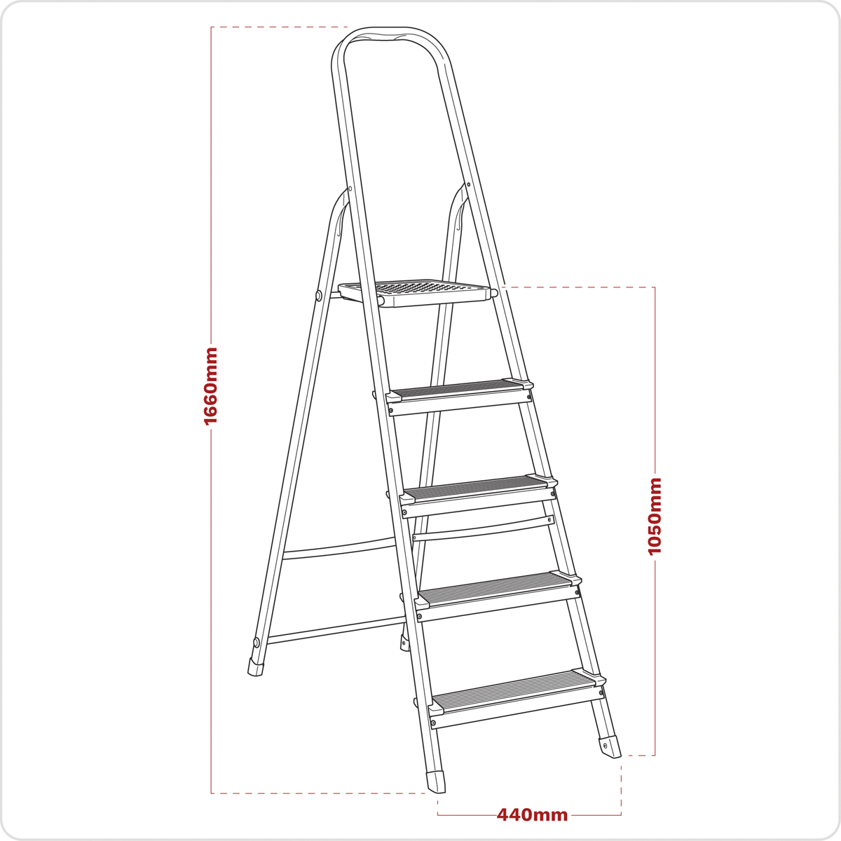 Sealey ASL5 Step Ladder 5-Tread Aluminium - EN 131 - additional view 2