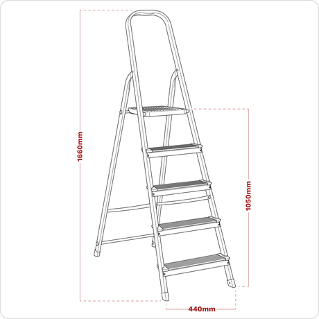 Sealey ASL5 Step Ladder 5-Tread Aluminium - EN 131 - additional view 2