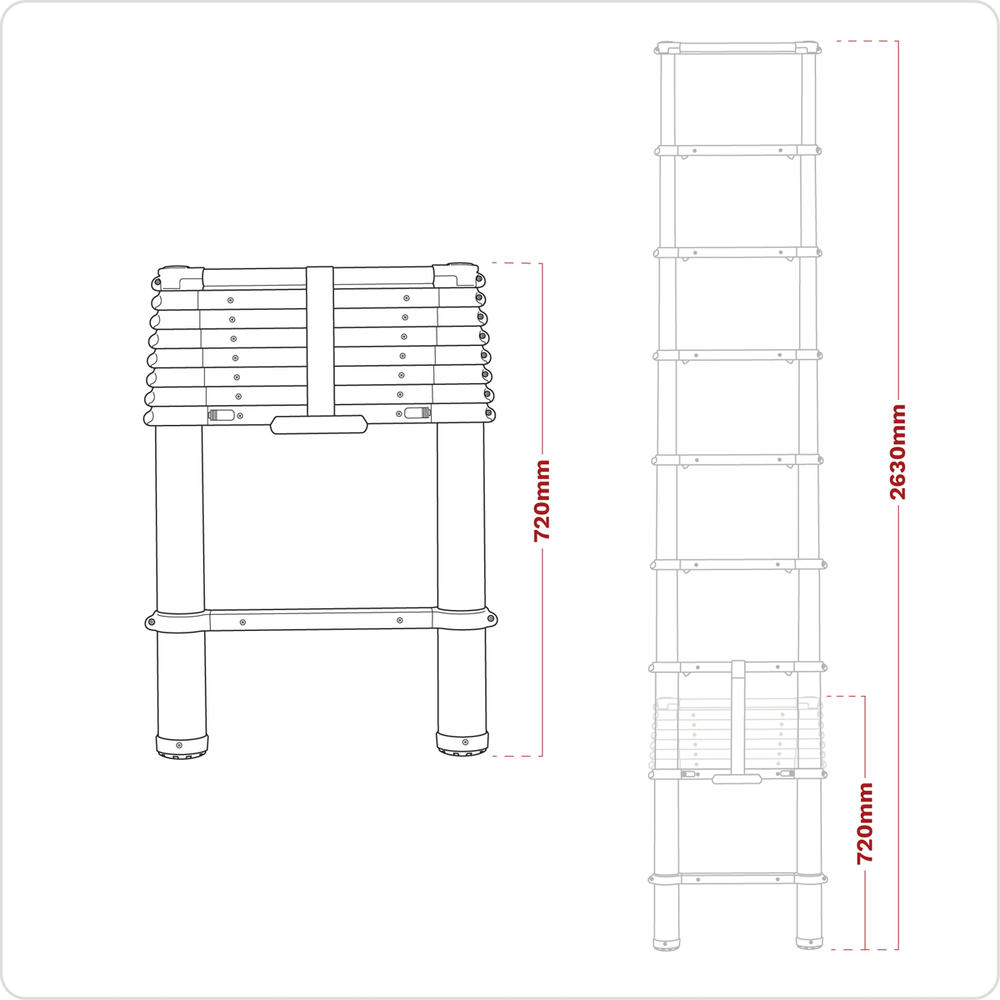 Sealey ATL09 Telescopic Ladder 9-Tread Aluminium - EN 131 - additional view 4