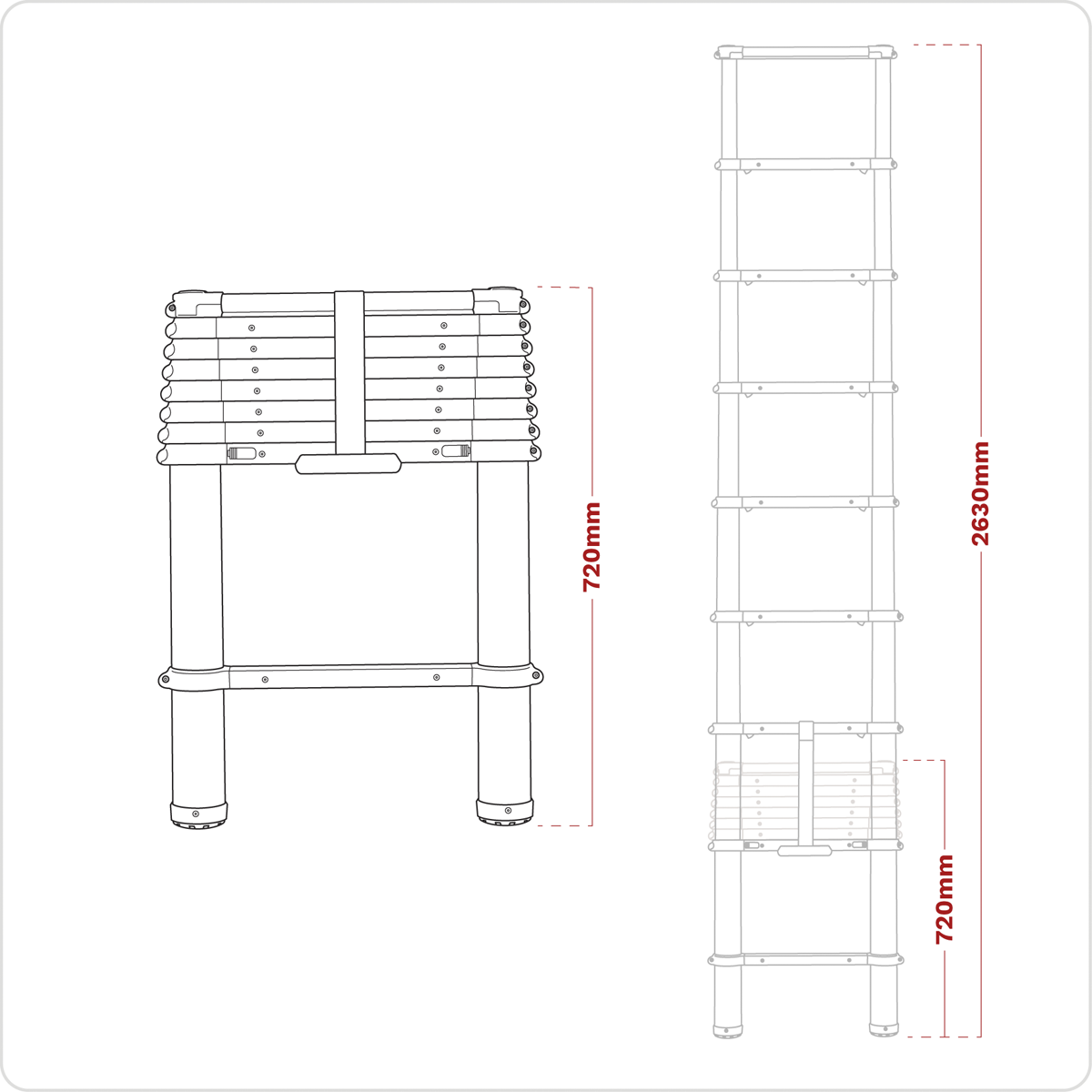 Sealey ATL09 Telescopic Ladder 9-Tread Aluminium - EN 131 - additional view 4