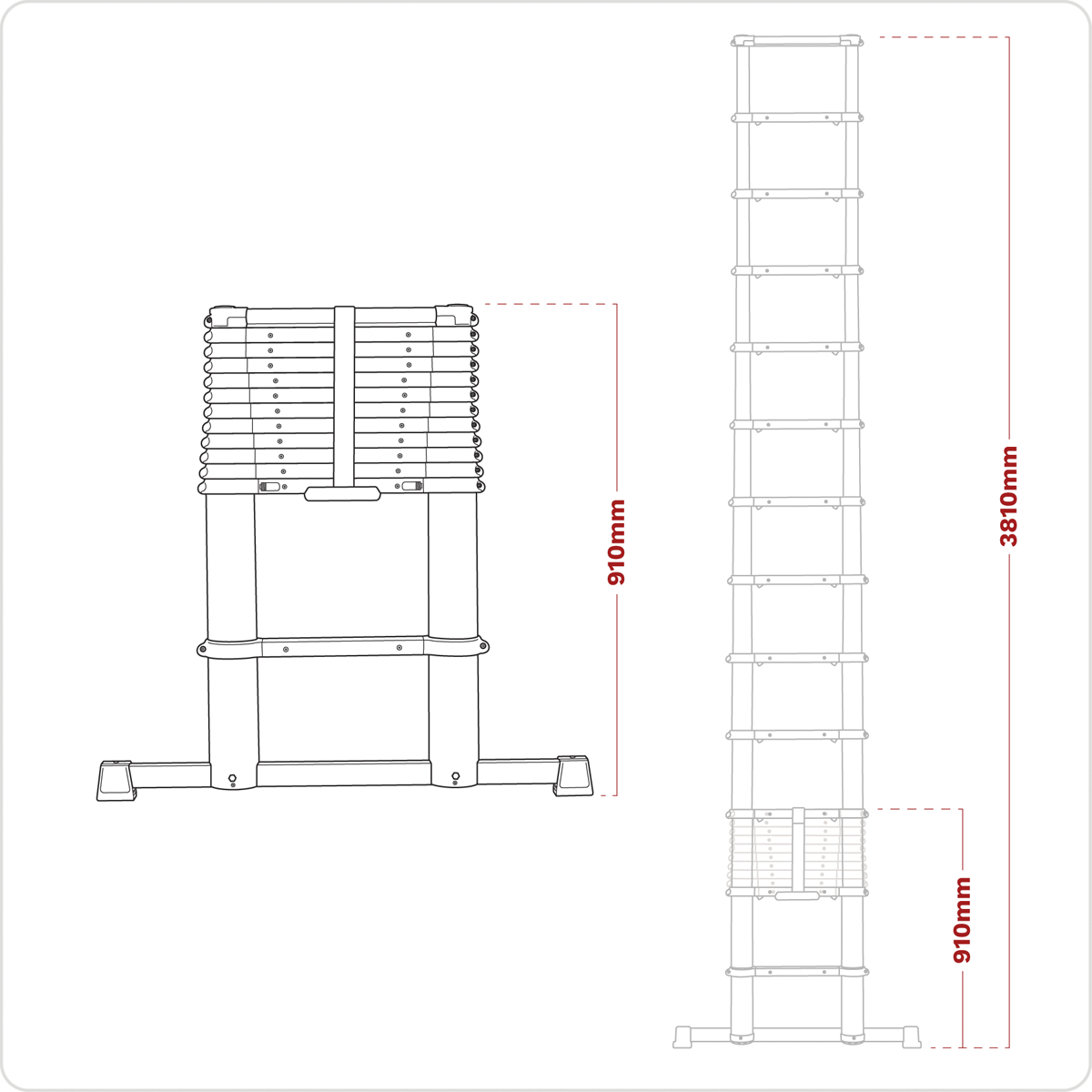Sealey ATL13 Aluminium Professional Telescopic Ladder 13-Tread - EN 131 - additional view 4