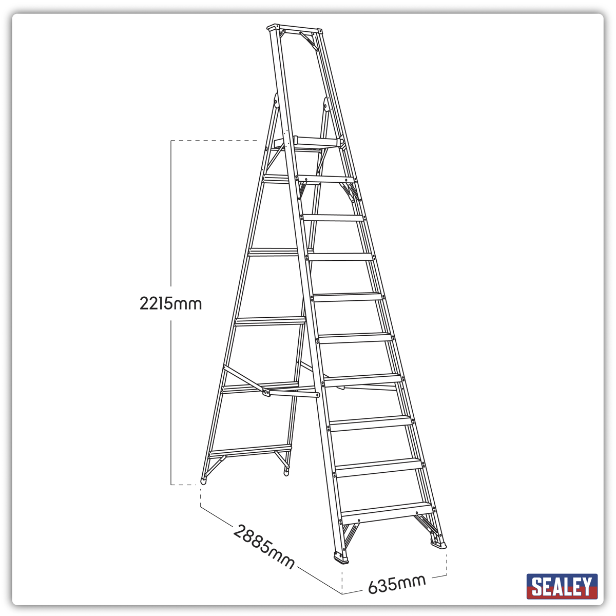 Sealey AXL10 Industrial Step Ladder 10-Tread Aluminium - EN 131 - additional view 3