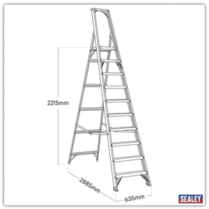 Sealey AXL10 Industrial Step Ladder 10-Tread Aluminium - EN 131 - additional view 3