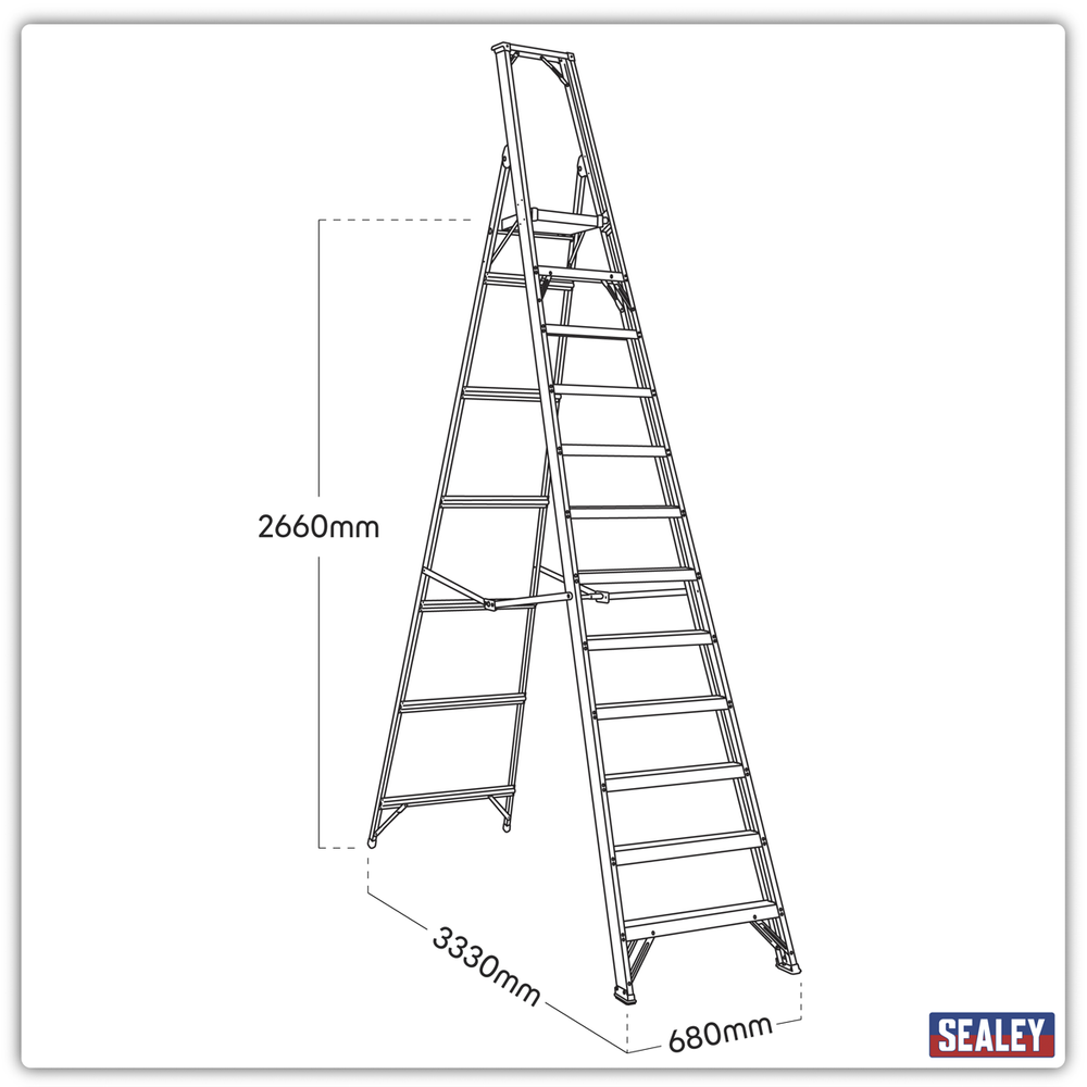 Sealey AXL12 Industrial Step Ladder 12-Tread Aluminium - BS EN 131 - additional view 5