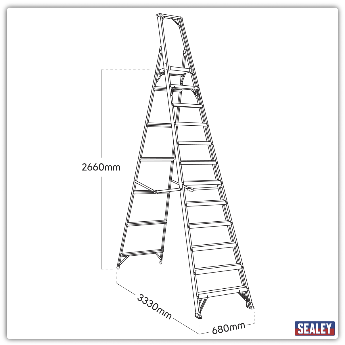 Sealey AXL12 Industrial Step Ladder 12-Tread Aluminium - BS EN 131 - additional view 5