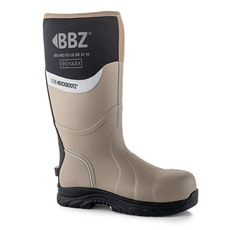 Buckbootz BBZ7000 Yulex S5S Safety Wellington Boots – Stone/Black