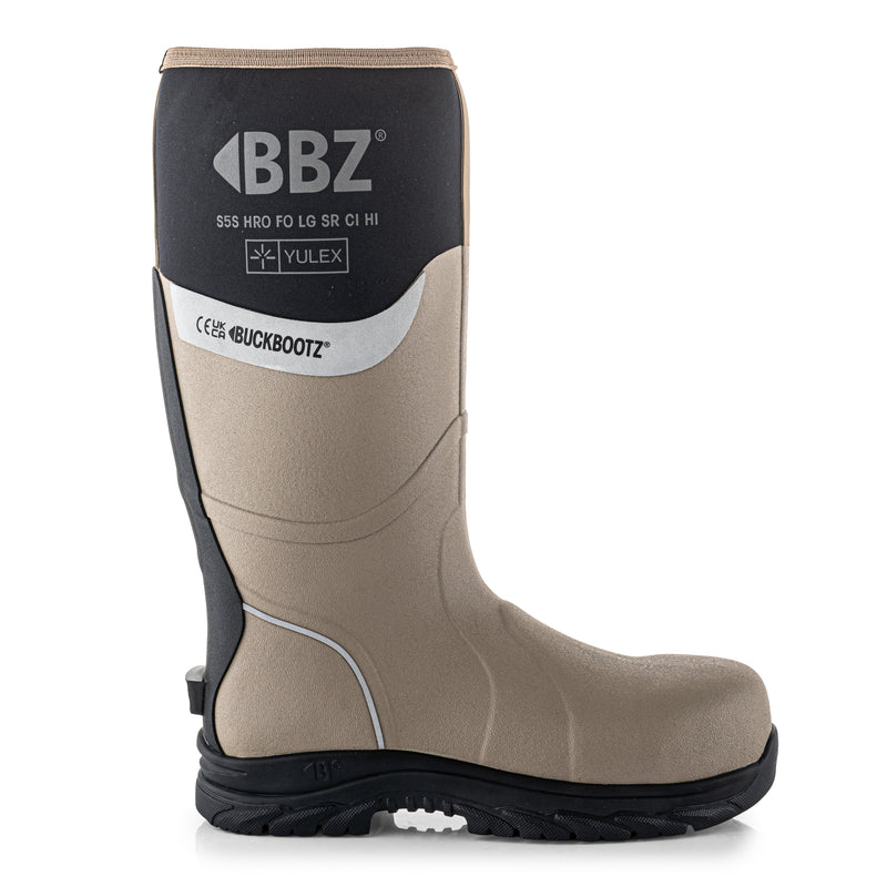 Buckbootz BBZ7000 Yulex S5S Safety Wellington Boots – Stone/Black