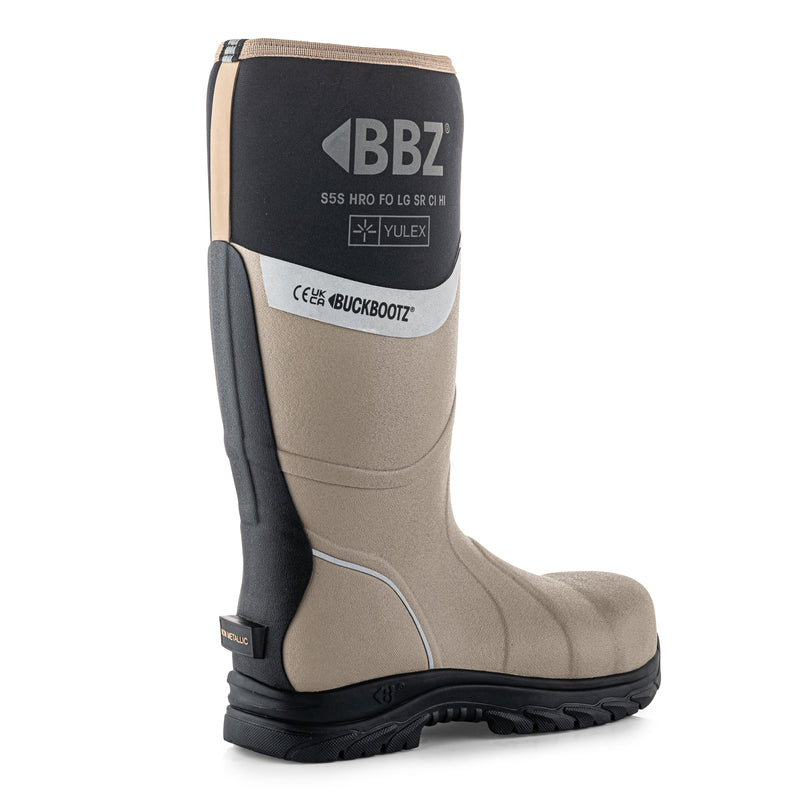 Buckbootz BBZ7000 Yulex S5S Safety Wellington Boots – Stone/Black