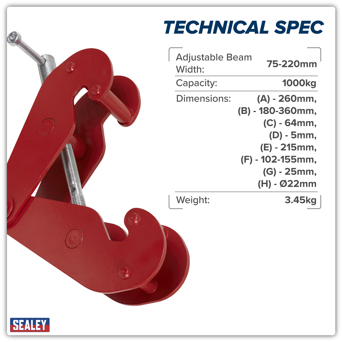 Sealey BC1000 Beam Clamp 1 Tonne - additional view 2
