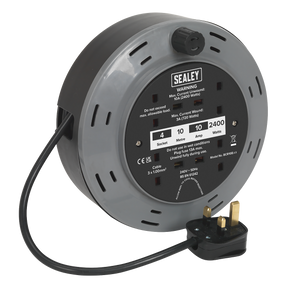 Sealey BCR10B 10m Cassette Type Cable Reel with Thermal Trip 4 x 230V