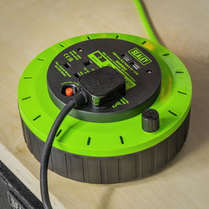 Sealey BCR10G 10m Cassette Type Cable Reel with Thermal Trip 2 x 230V & 2 x USB - Hi-Vis Green - additional view 3
