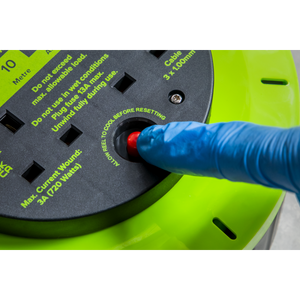 Sealey BCR10G 10m Cassette Type Cable Reel with Thermal Trip 2 x 230V & 2 x USB - Hi-Vis Green - additional view 6