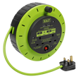 Sealey BCR10G 10m Cassette Type Cable Reel with Thermal Trip 2 x 230V & 2 x USB - Hi-Vis Green