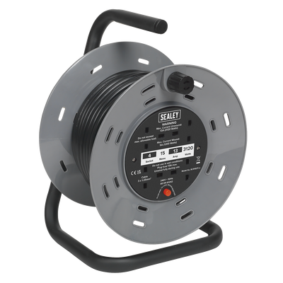 Sealey BCR153T 15m Cable Reel with Thermal Trip 4 x 230V