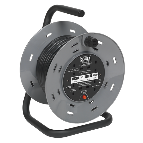 Sealey BCR153T 15m Cable Reel with Thermal Trip 4 x 230V