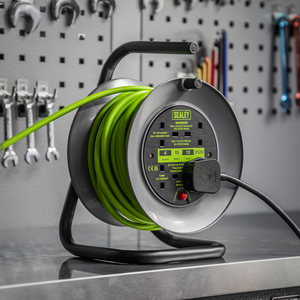 Sealey BCR153TG 15m Cable Reel with Thermal Trip 4 x 230V - Hi-Vis Green - additional view 4