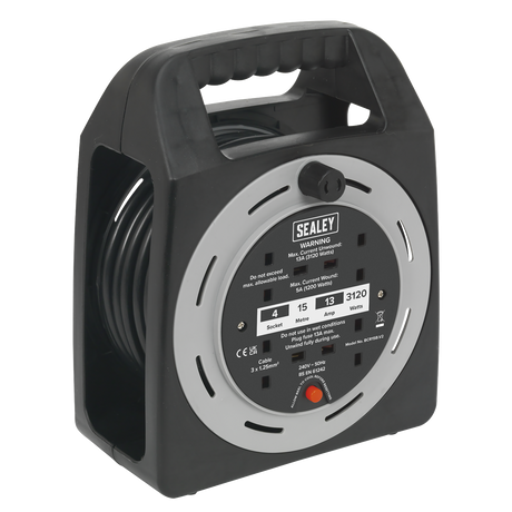 Sealey BCR15CB 15m Box Type Cable Reel with Thermal Trip 4 x 230V