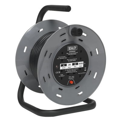 Sealey BCR25 25m Cable Reel with Thermal Trip 4 x 230V