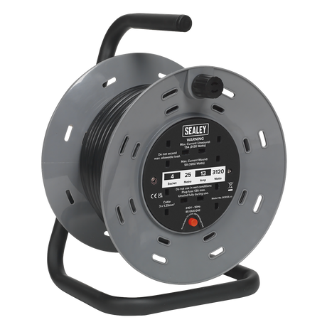 Sealey BCR25 25m Cable Reel with Thermal Trip 4 x 230V