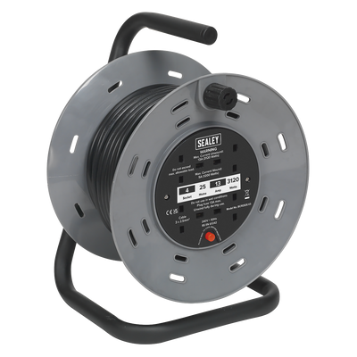Sealey BCR2525 25m Cable Reel with Thermal Trip 4 x 230V