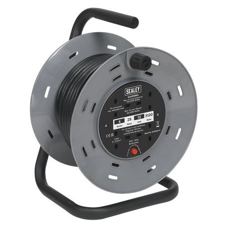 Sealey BCR2525 25m Cable Reel with Thermal Trip 4 x 230V