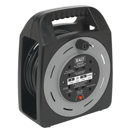 Sealey BCR25CB 25m Box Type Cable Reel with Thermal Trip 4 x 230V