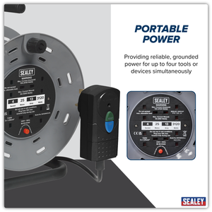 Sealey BCR25RCD 25m Cable Reel with Thermal Trip & RCD Plug 4 x 230V - additional view 11