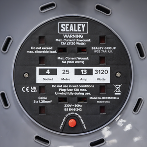 Sealey BCR25RCD 25m Cable Reel with Thermal Trip & RCD Plug 4 x 230V - additional view 7