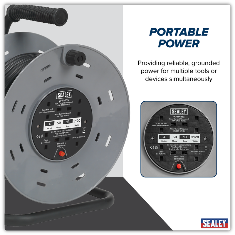 Sealey BCR50 50m Cable Reel with Thermal Trip 4 x 230V - additional view 13