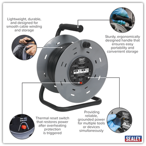 Sealey BCR50 50m Cable Reel with Thermal Trip 4 x 230V - additional view 12