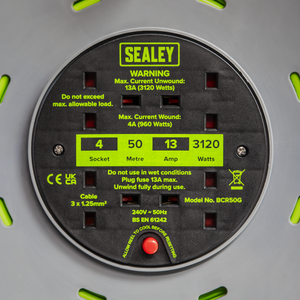 Sealey BCR50G 50m Cable Reel with Thermal Trip 4 x 230V - Hi-Vis Green - additional view 8