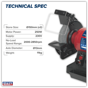 Sealey BG150WVS 150mm Bench Grinder with Variable Speed 250W/230V - additional view 9
