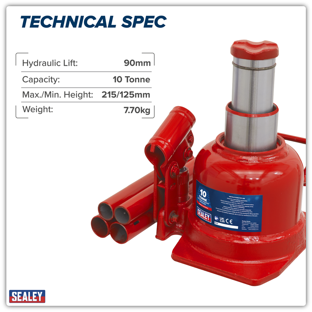 Sealey BJ10LE Low Profile Telescopic Bottle Jack 10 Tonne - additional view 15